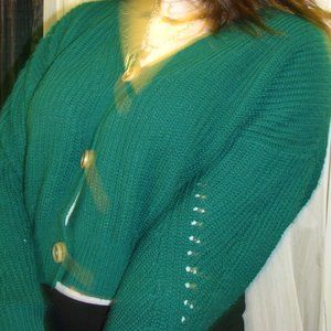 green crop sweater